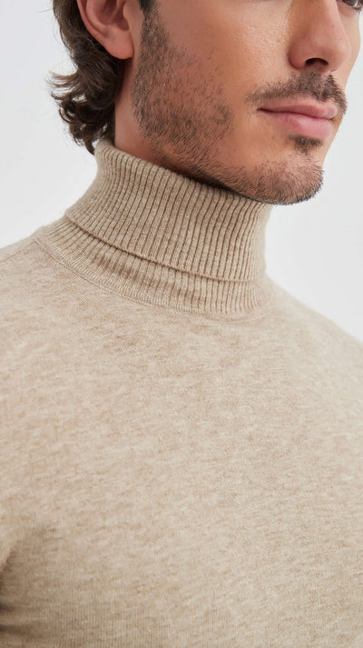 Kaschmir Rollkragenpullover in Beige!