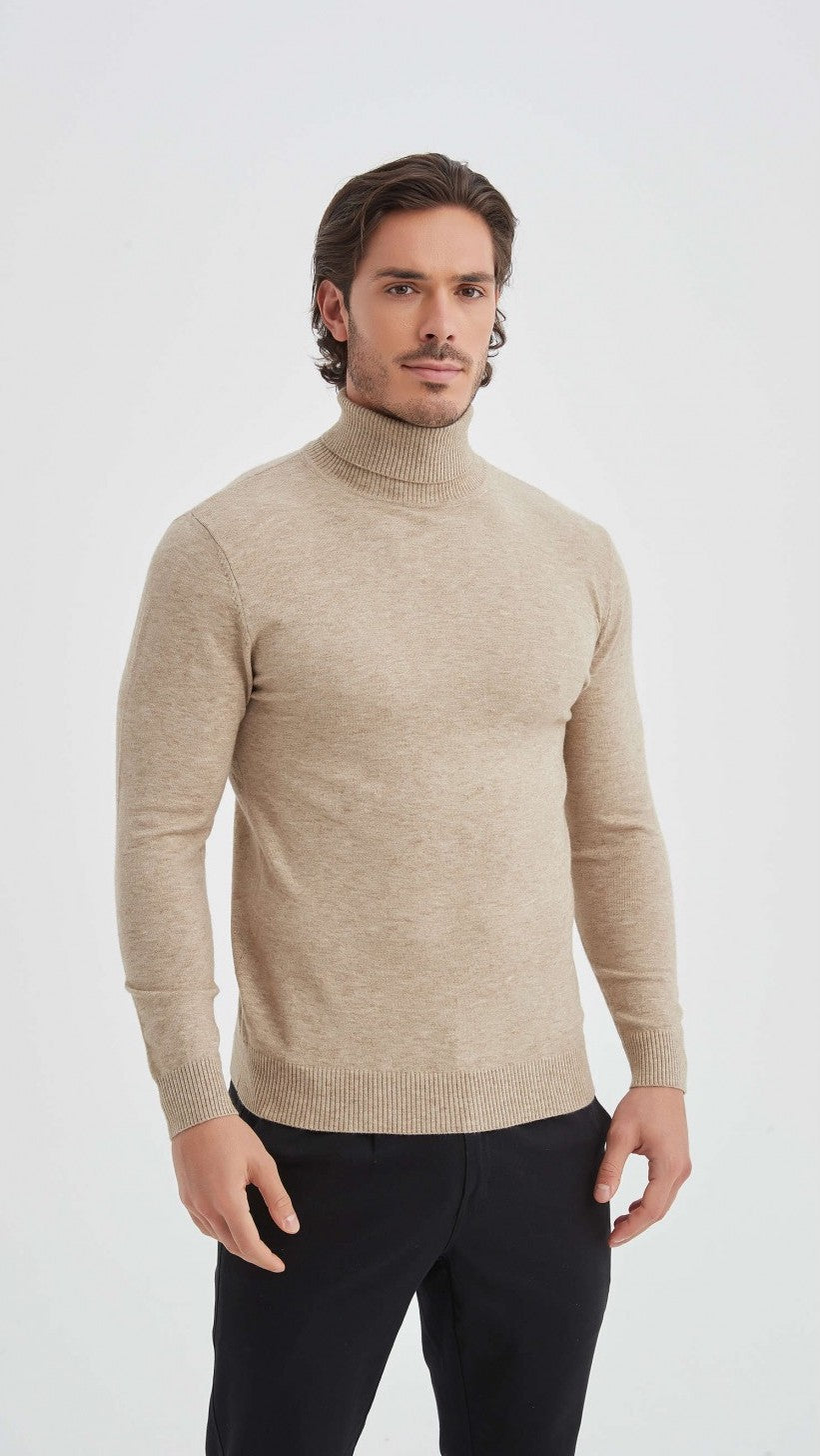 Kaschmir Rollkragenpullover in Beige!