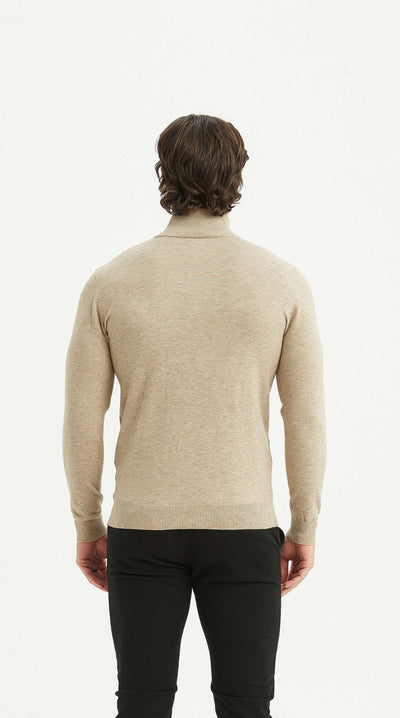 Kaschmir Halb-Reißverschluss Pullover in Beige!