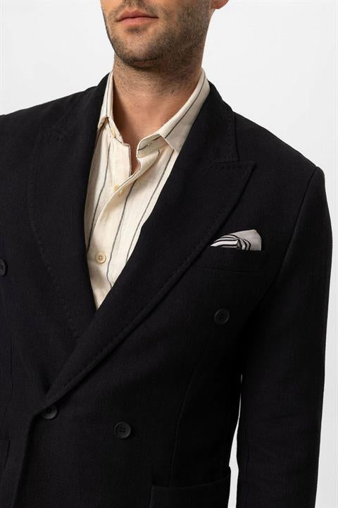 Doppelreiher Leinen-Mix Herren Blazer Jacke!