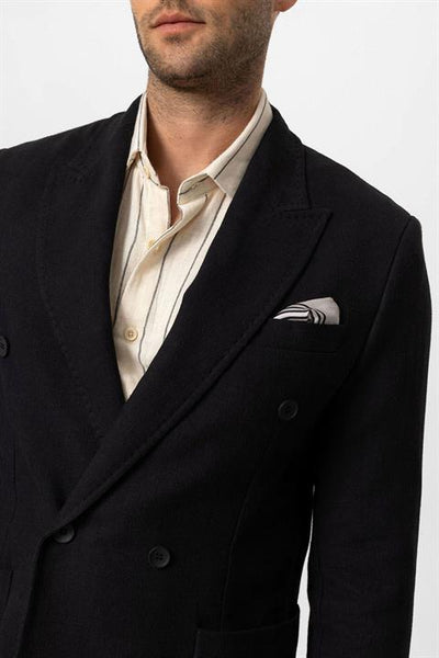 Doppelreiher Leinen-Mix Herren Blazer Jacke!