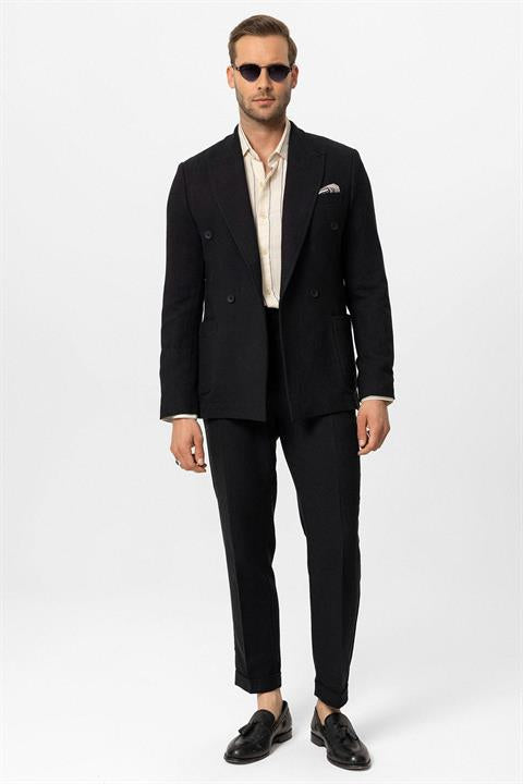 Doppelreiher Leinen-Mix Herren Blazer Jacke!