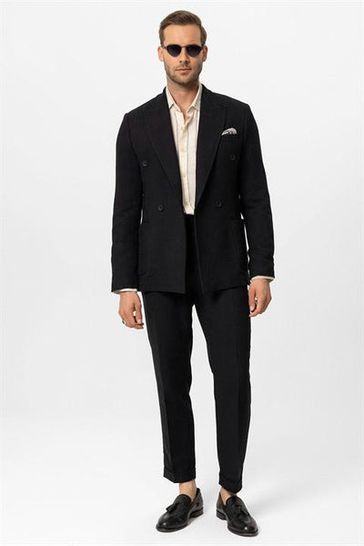 Doppelreiher Leinen-Mix Herren Blazer Jacke!