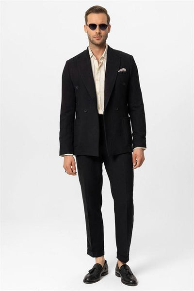 Doppelreiher Leinen-Mix Herren Blazer Jacke!