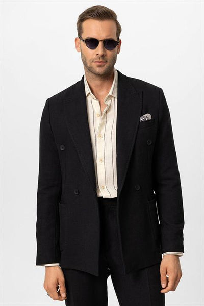 Doppelreiher Leinen-Mix Herren Blazer Jacke!