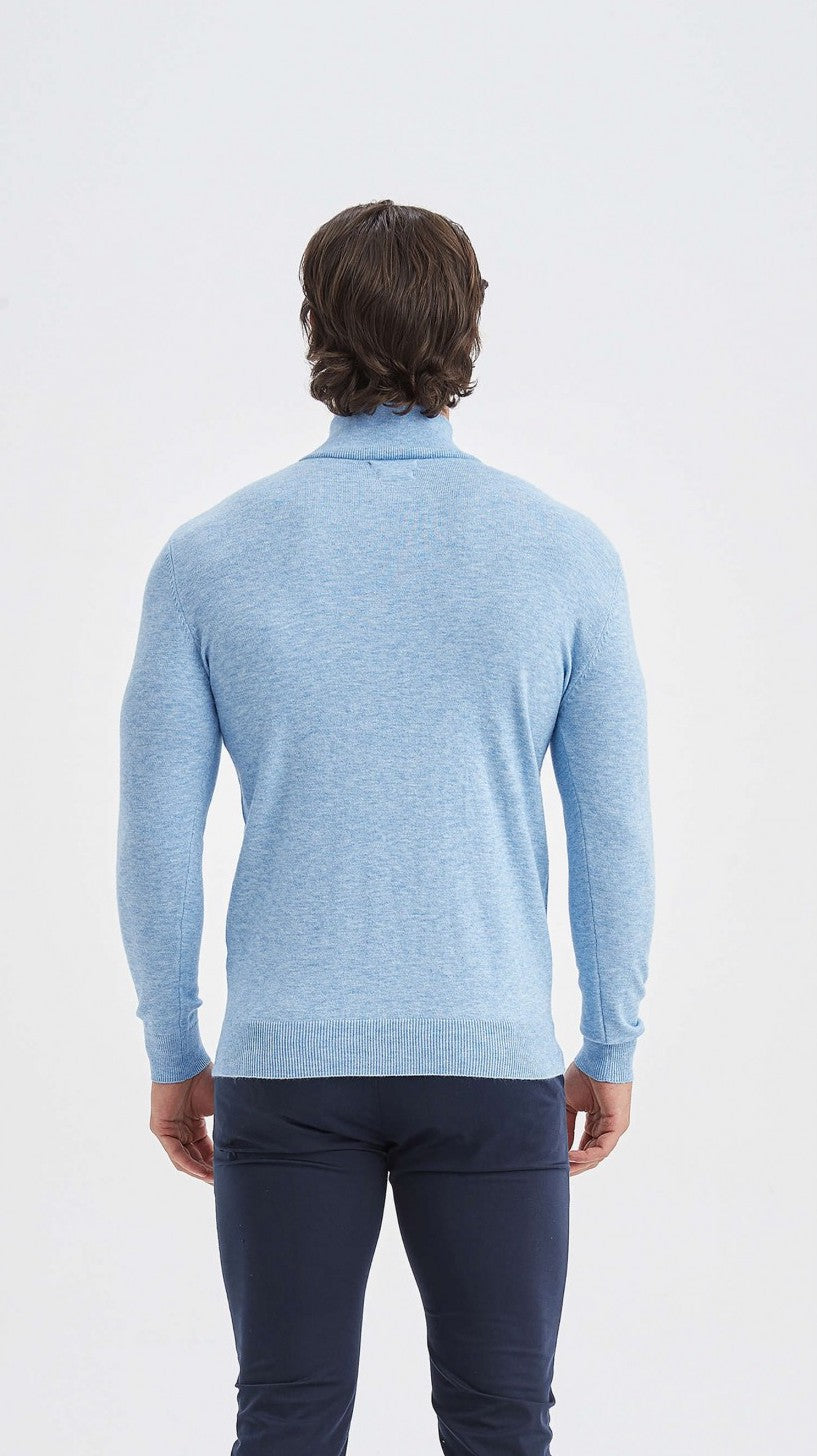 Kaschmir Halb-Reißverschluss Pullover in Babyblau!